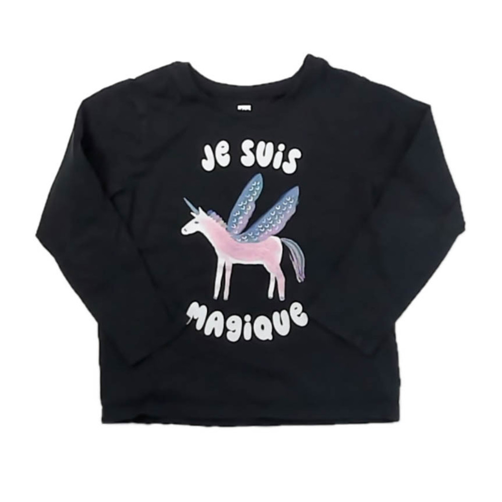 Tea Collection Girls Black Unicorn Long Sleeve T-Shirt size: 4T